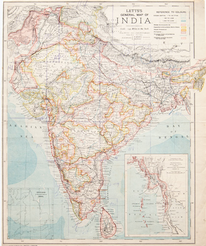 India antique map 1884-1887